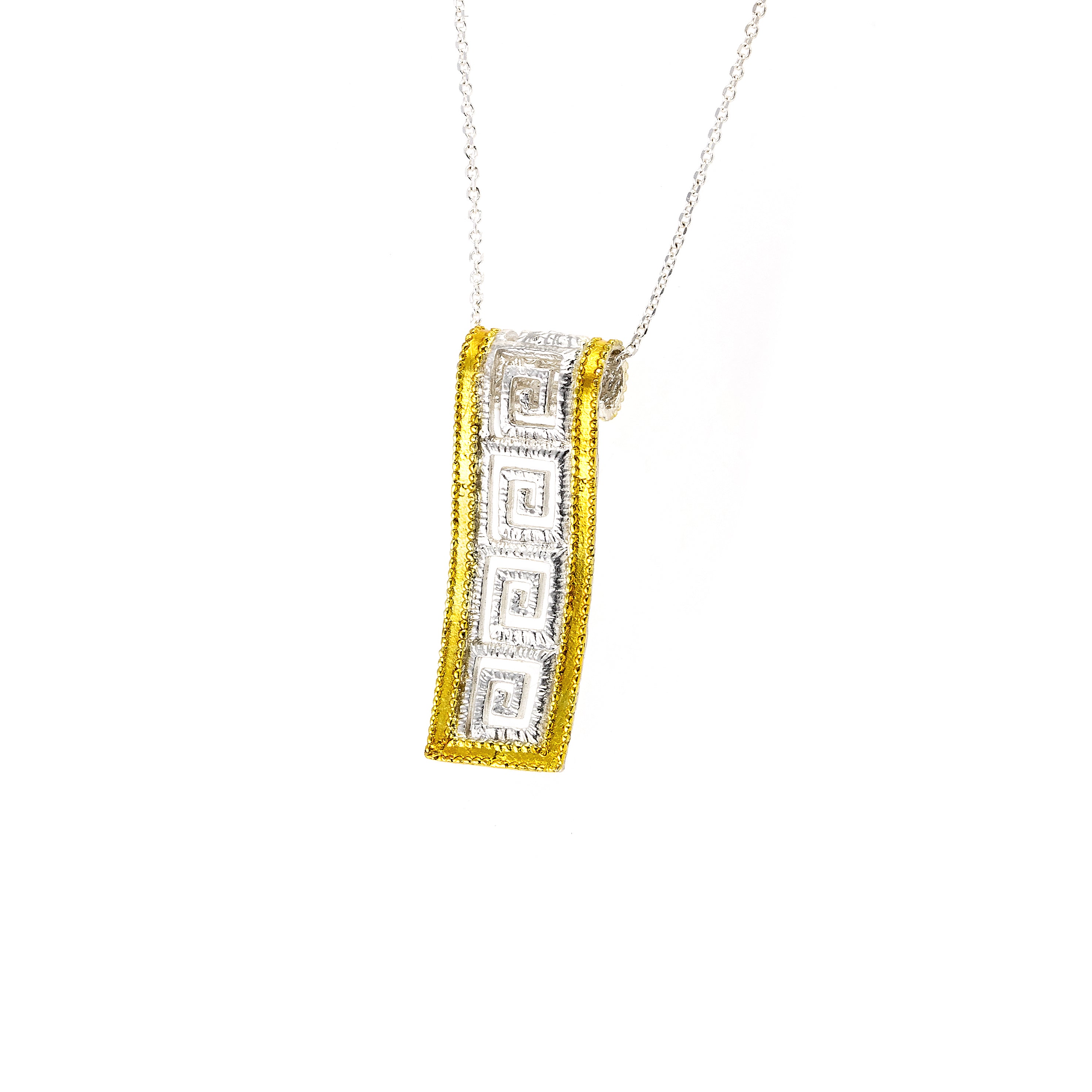 925° SILVER PENDANT GRECA DESIGN WITH GOLD PLATED DETAILS