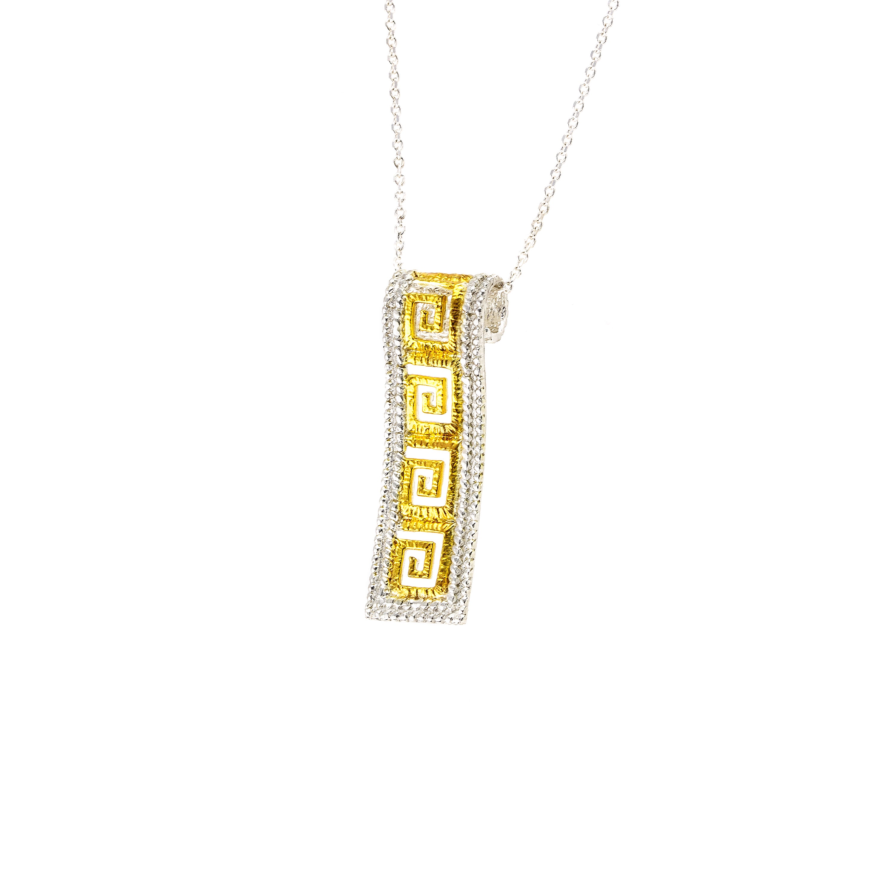 925° SILVER PENDANT GRECA DESIGN WITH GOLD PLATED DETAILS