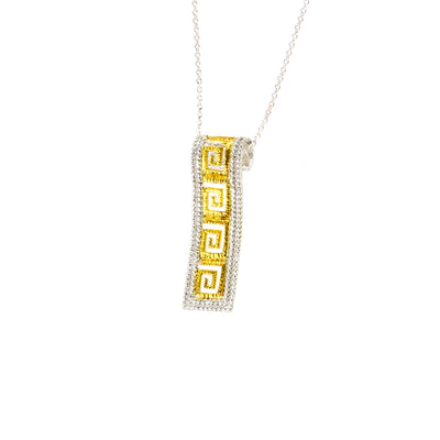 925° SILVER PENDANT GRECA DESIGN WITH GOLD PLATED DETAILS