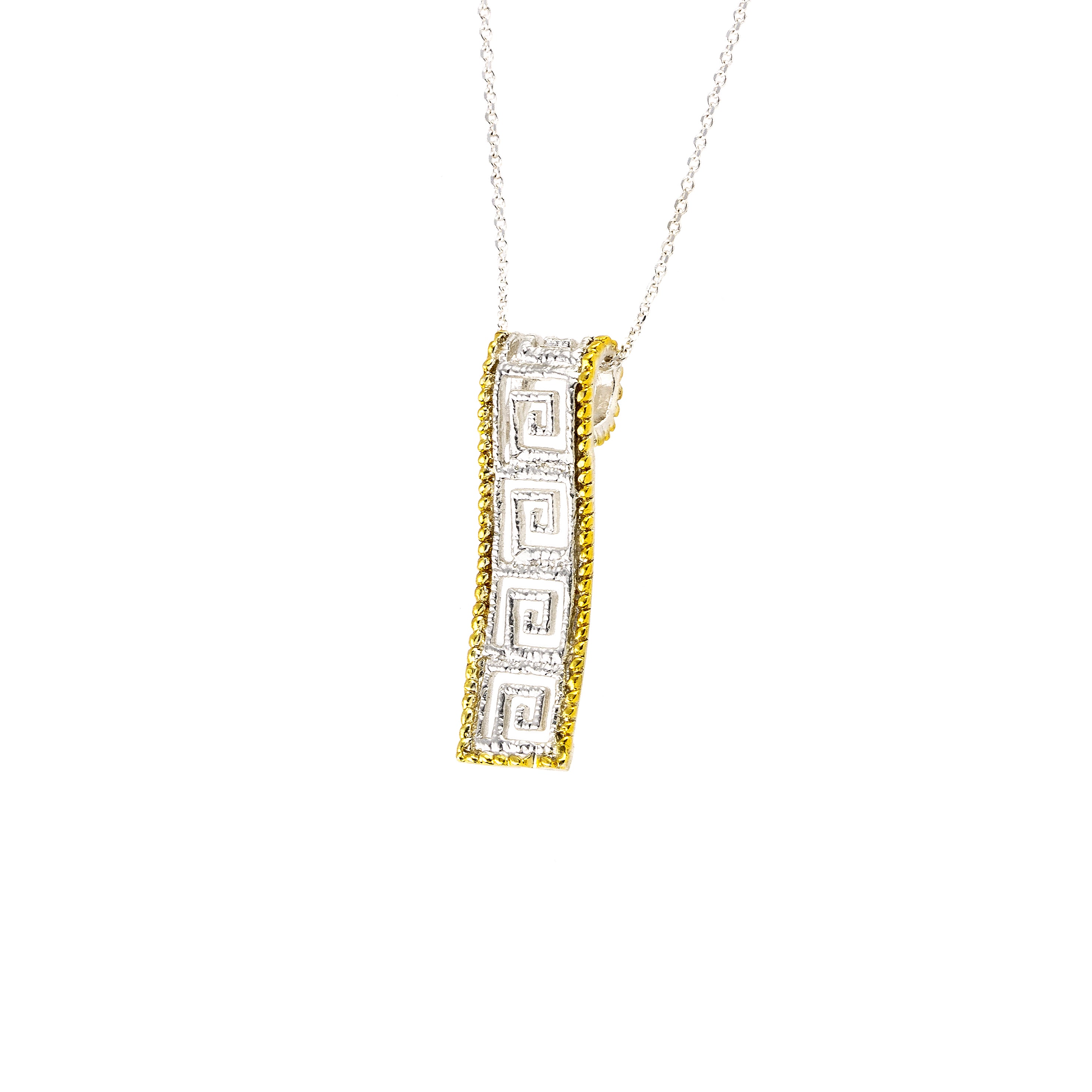 925° SILVER PENDANT GRECA DESIGN WITH GOLD PLATED DETAILS
