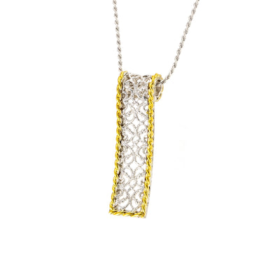 NECKLACE STERLING SILVER 925° WITH IRREGULAR DESIGN AND GOLD-PLATED DETAILS