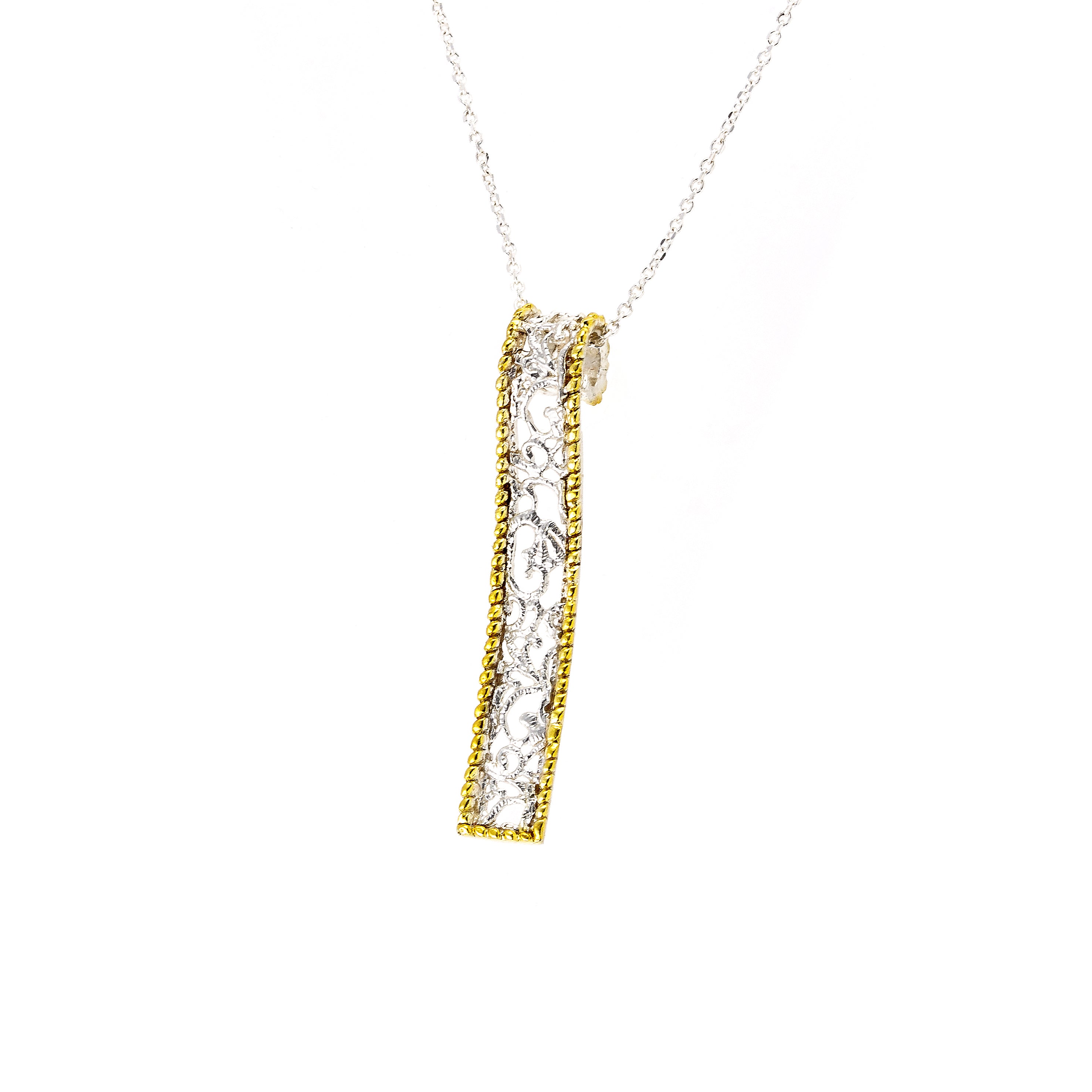 NECKLACE STERLING SILVER 925° WITH IRREGULAR DESIGN AND GOLD-PLATED DETAILS