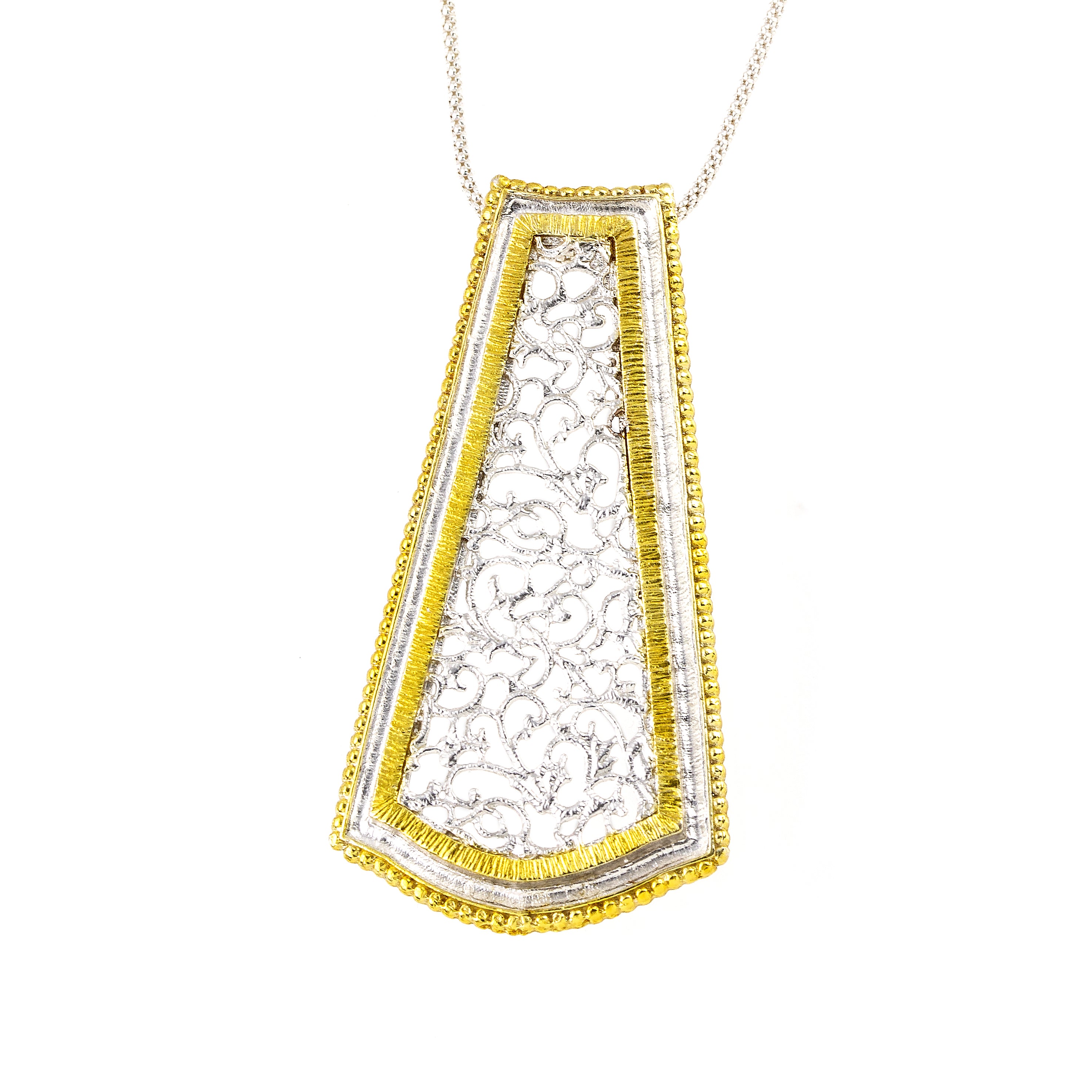 NECKLACE STERLING SILVER 925° WITH IRREGULAR DESIGN AND GOLD-PLATED DETAILS
