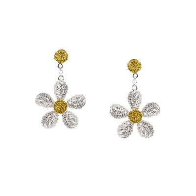 EARRINGS SILVER 925° FLOWER DESIGN WITH GOLD PLATED DETAILS