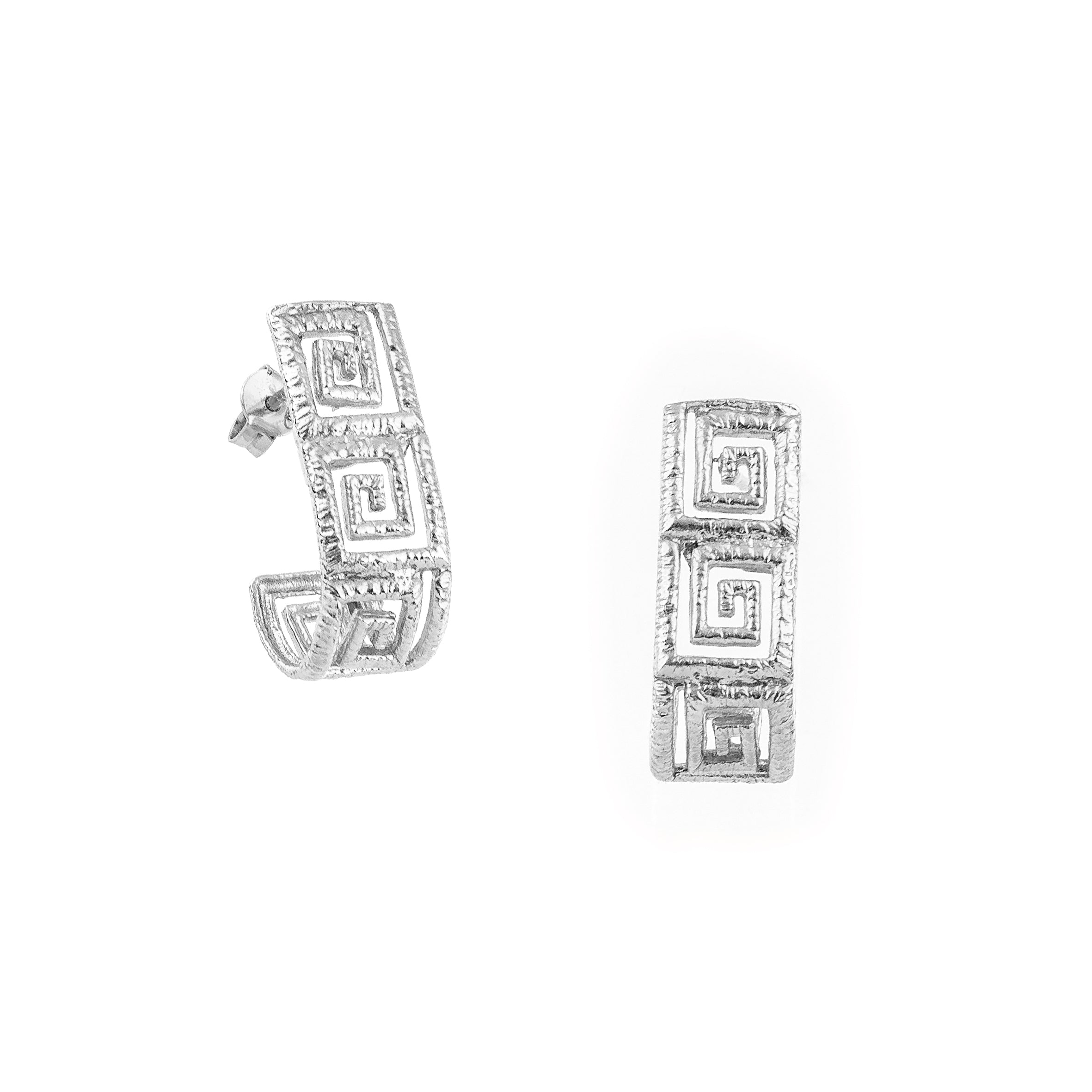 925° SILVER EARRINGS GREEK KEY DESIGN