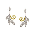 925° SILVER EARRINGS LEAVES DESIGN WITH GOLD PLATED DETAILS