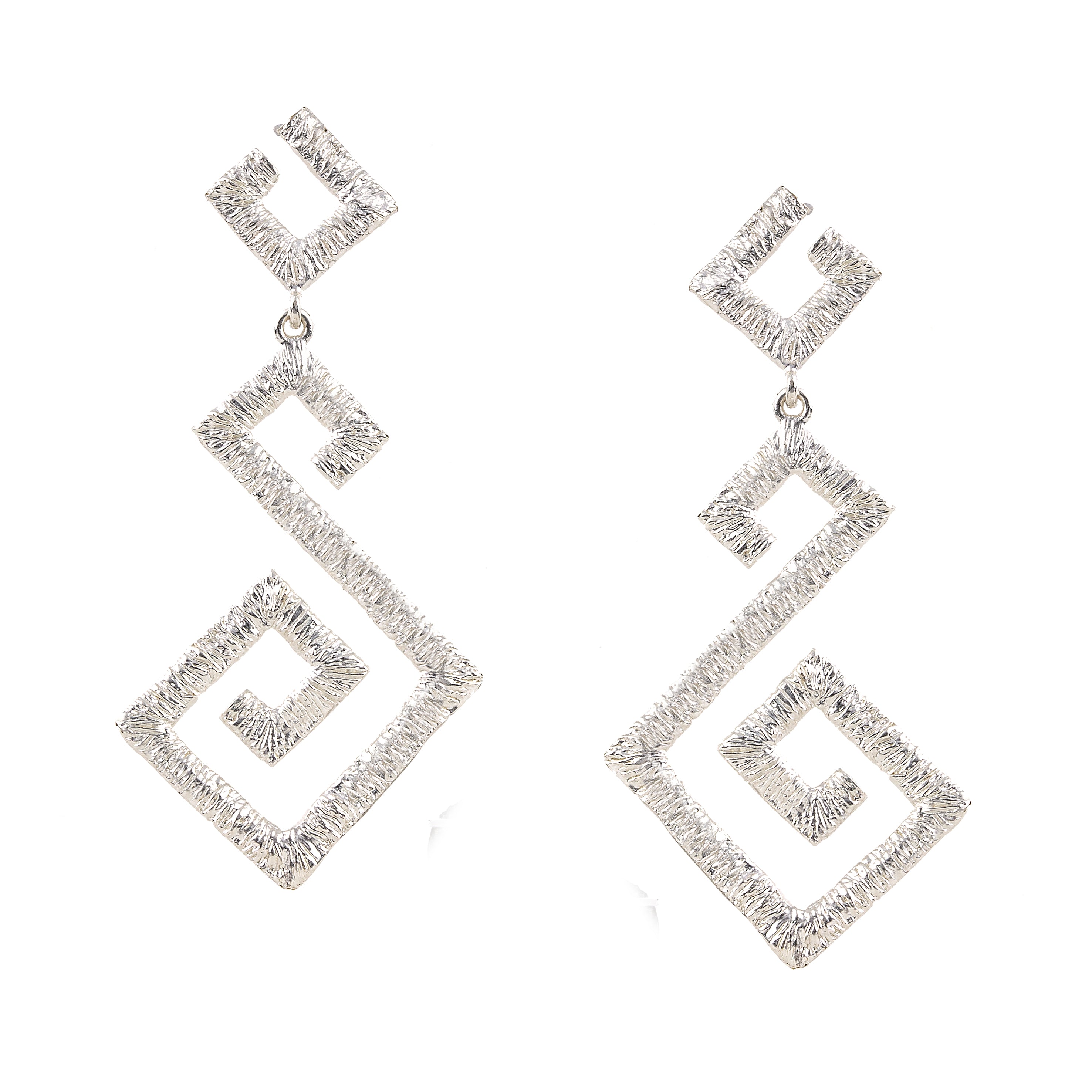925° SILVER EARRINGS GREEK KEY DESIGN