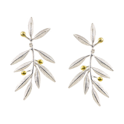 EARRINGS SILVER 925° OLIVE DESIGN WITH GOLD-PLATED DETAILS