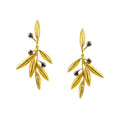 EARRINGS SILVER 925° GOLD PLATED OLIVE DESIGN WITH BLACK PLATED DETAILS