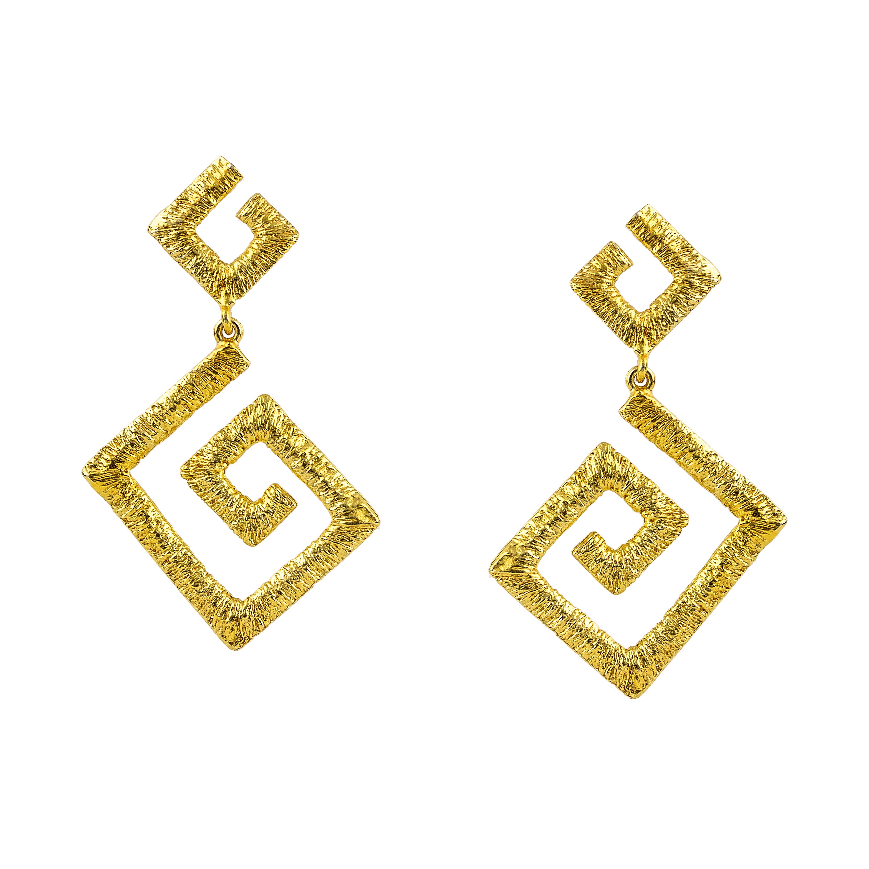 EARRINGS SILVER 925° GRECA DESIGN GOLD PLATED