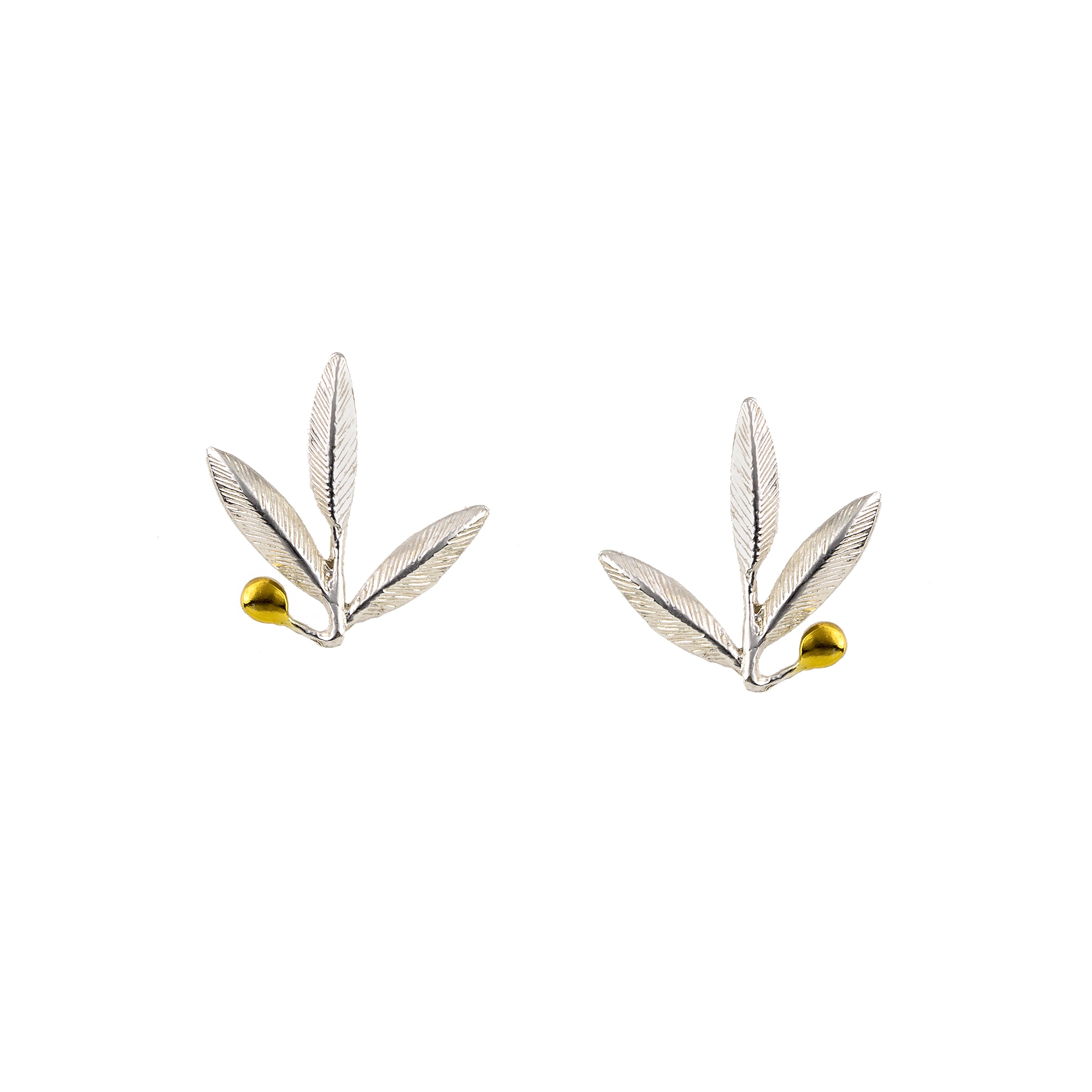 EARRINGS SILVER 925° OLIVE DESIGN WITH GOLD-PLATED DETAILS