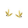 EARRINGS SILVER 925° GOLD PLATED OLIVE DESIGN WITH BLACK PLATED DETAILS