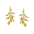 EARRINGS SILVER 925° GOLD PLATED OLIVE DESIGN WITH BLACK PLATED DETAILS