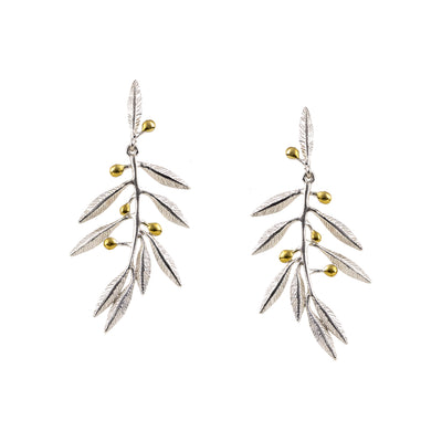 EARRINGS SILVER 925° OLIVE DESIGN WITH GOLD-PLATED DETAILS