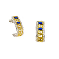 EARRINGS SILVER 925° GRECA DESIGN WITH ZIRCON AND GOLD-PLATED DETAILS