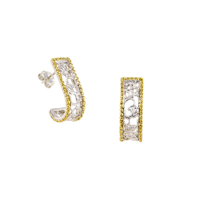 SILVER 925° EARRINGS WITH IRREGULAR DESIGNS AND GOLD-PLATED DETAILS