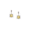 EARRINGS STERLING SILVER 925° GREEK KEY DESIGN WITH GOLD PLATED DETAILS