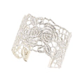 HANDCUFF BRACELET SILVER 925° WITH ROSE DESIGN