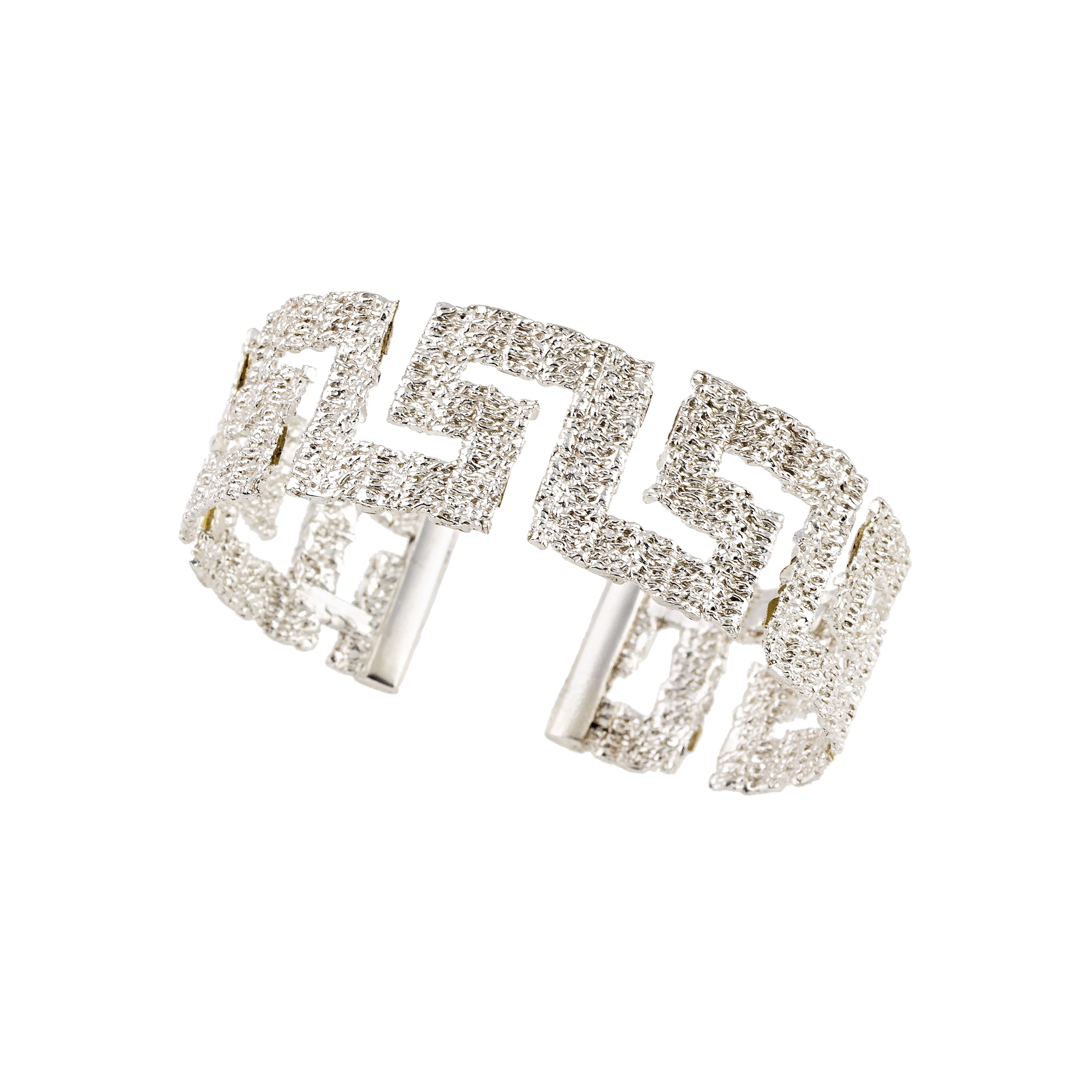 HANDCUFF BRACELET SILVER 925° MEANDER DESIGN