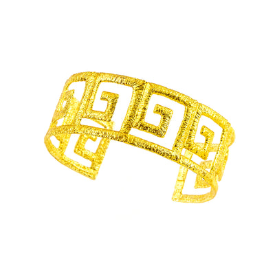 BRACELET HANDCUFFS SILVER 925° GOLD PLATED GRECA DESIGN