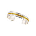 SILVER 925° CUFF BRACELET MEANDER DESIGN WITH GOLD PLATED DETAILS