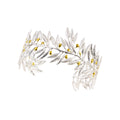 925° SILVER CUFF BRACELET WITH OLIVE TREE DESIGN AND GOLD-PLATED DETAILS