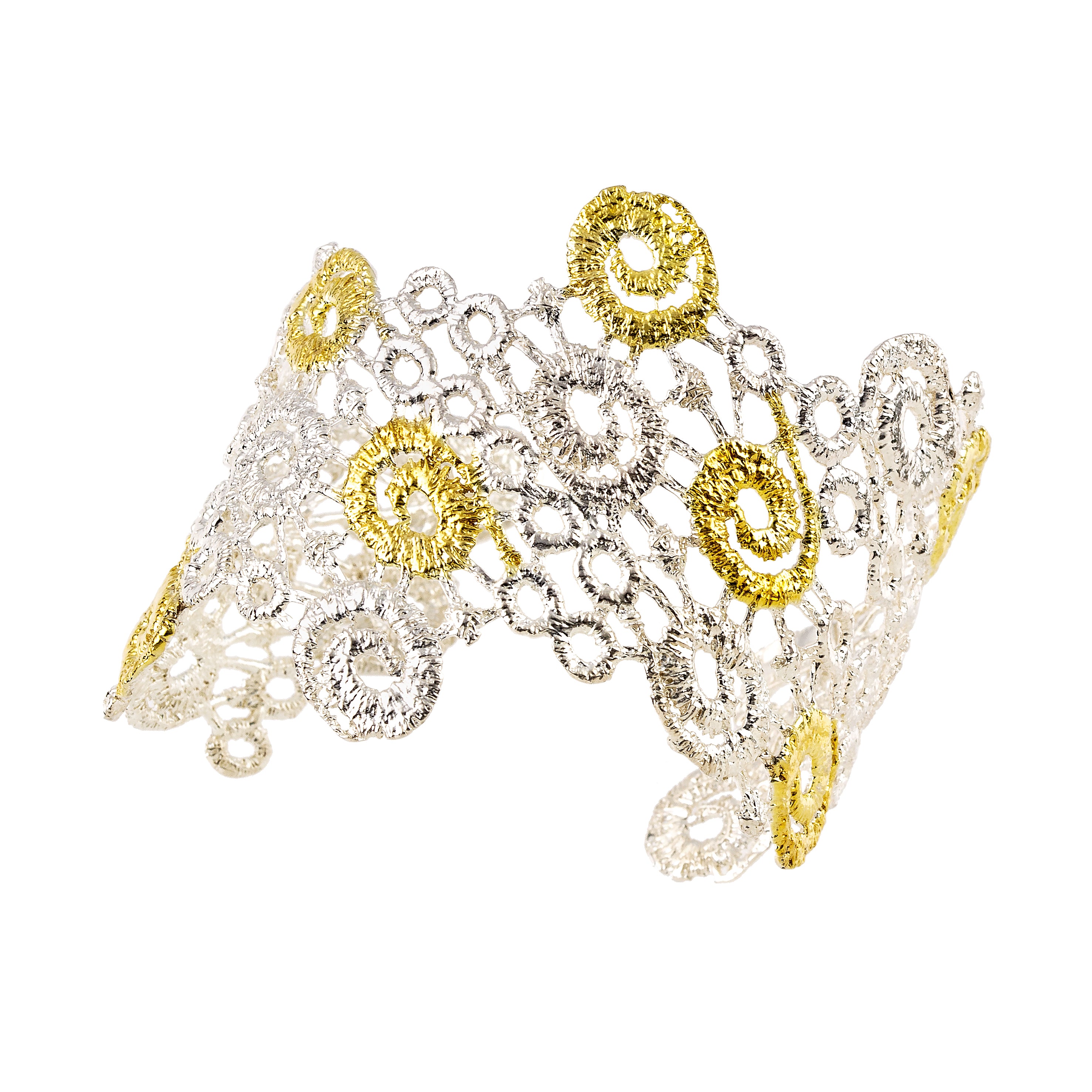 925° SILVER CUFF BRACELET WITH GOLD-PLATED DETAILS