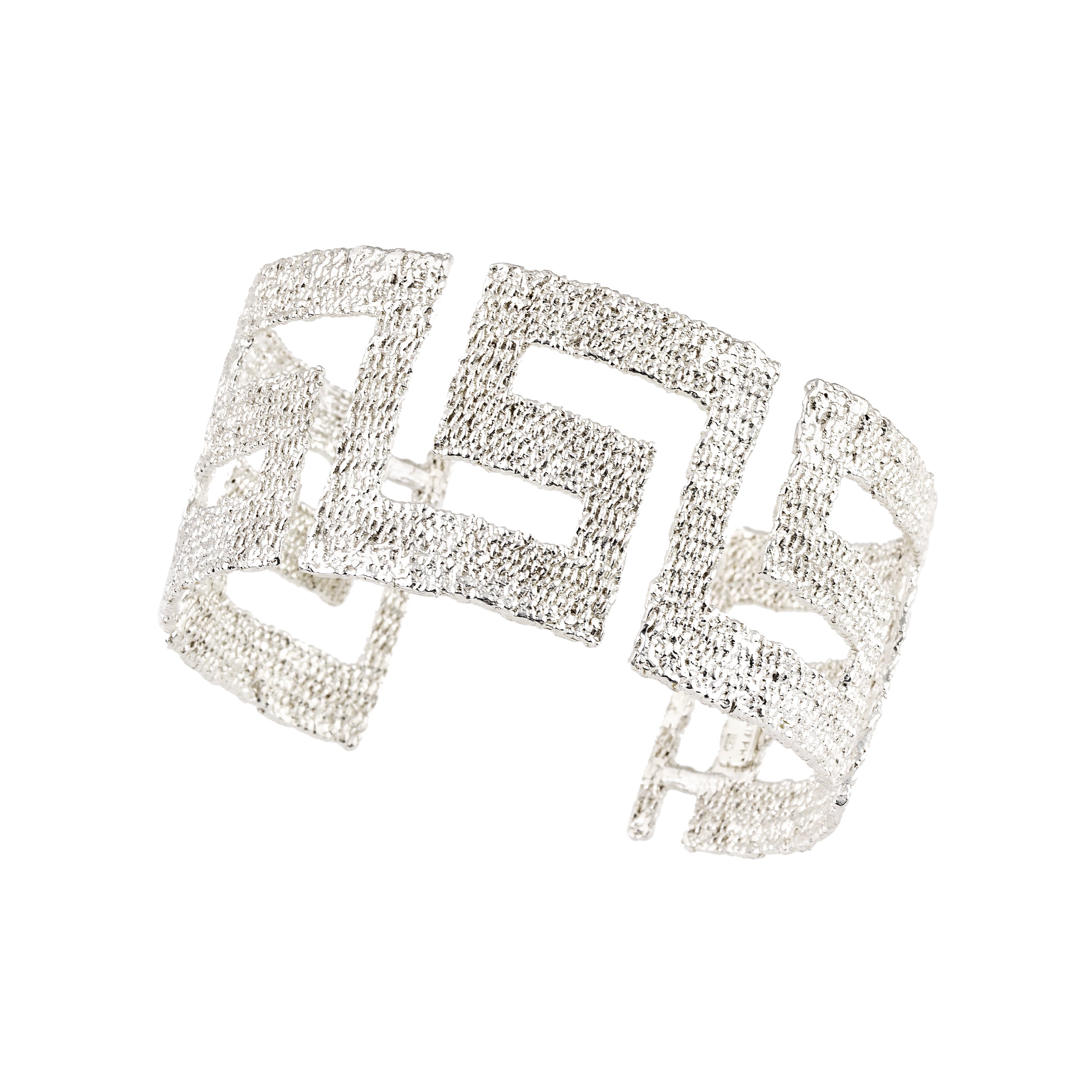 HANDCUFF BRACELET SILVER 925° MEANDER DESIGN