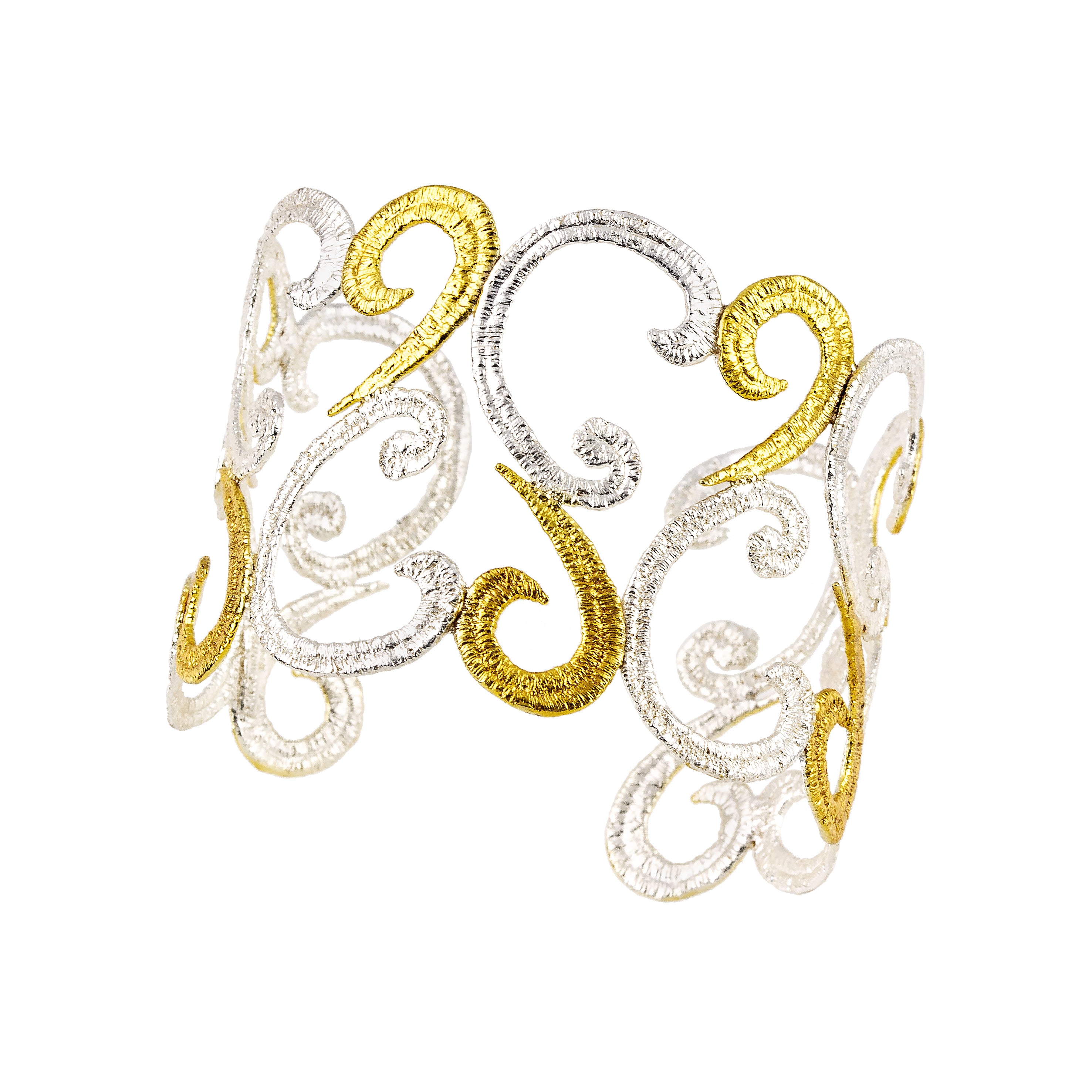 925° SILVER CUFF BRACELET WITH GOLD-PLATED DETAILS