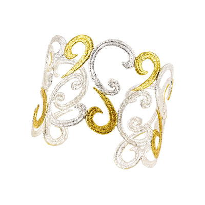 925° SILVER CUFF BRACELET WITH GOLD-PLATED DETAILS