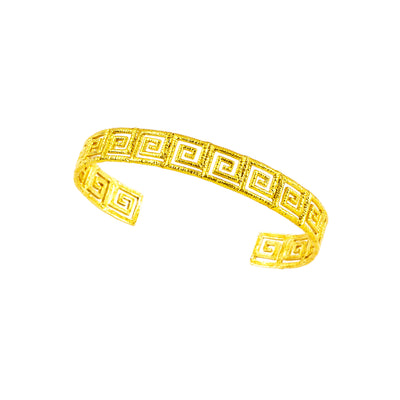 BRACELET HANDCUFFS SILVER 925° GOLD PLATED GRECA DESIGN