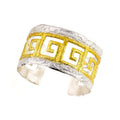 BRACELET CUFF SILVER 925° WITH GRECA DESIGN AND GOLD PLATED DETAILS