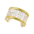 BRACELET HANDCUFFS SILVER 925° WITH IRREGULAR DESIGN AND GOLD-PLATED DETAILS