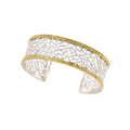 BRACELET HANDCUFFS SILVER 925° WITH IRREGULAR DESIGN AND GOLD-PLATED DETAILS