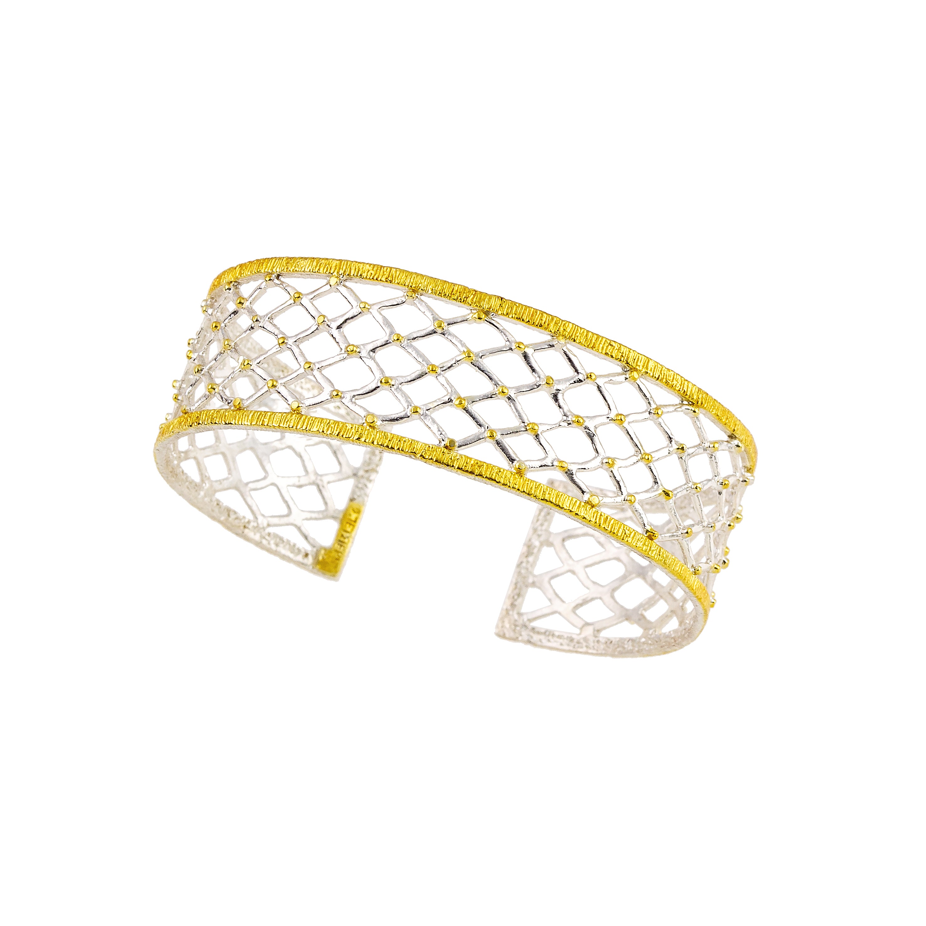 925° SILVER CUFF BRACELET WITH GOLD-PLATED DETAILS