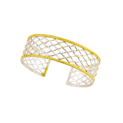 925° SILVER CUFF BRACELET WITH GOLD-PLATED DETAILS