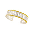 BRACELET CUFF SILVER 925° WITH GRECA DESIGN AND GOLD PLATED DETAILS