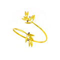OPEN BRACELET SILVER 925° GOLD PLATED OLIVE DESIGN WITH BLACK PLATINUM DETAILS