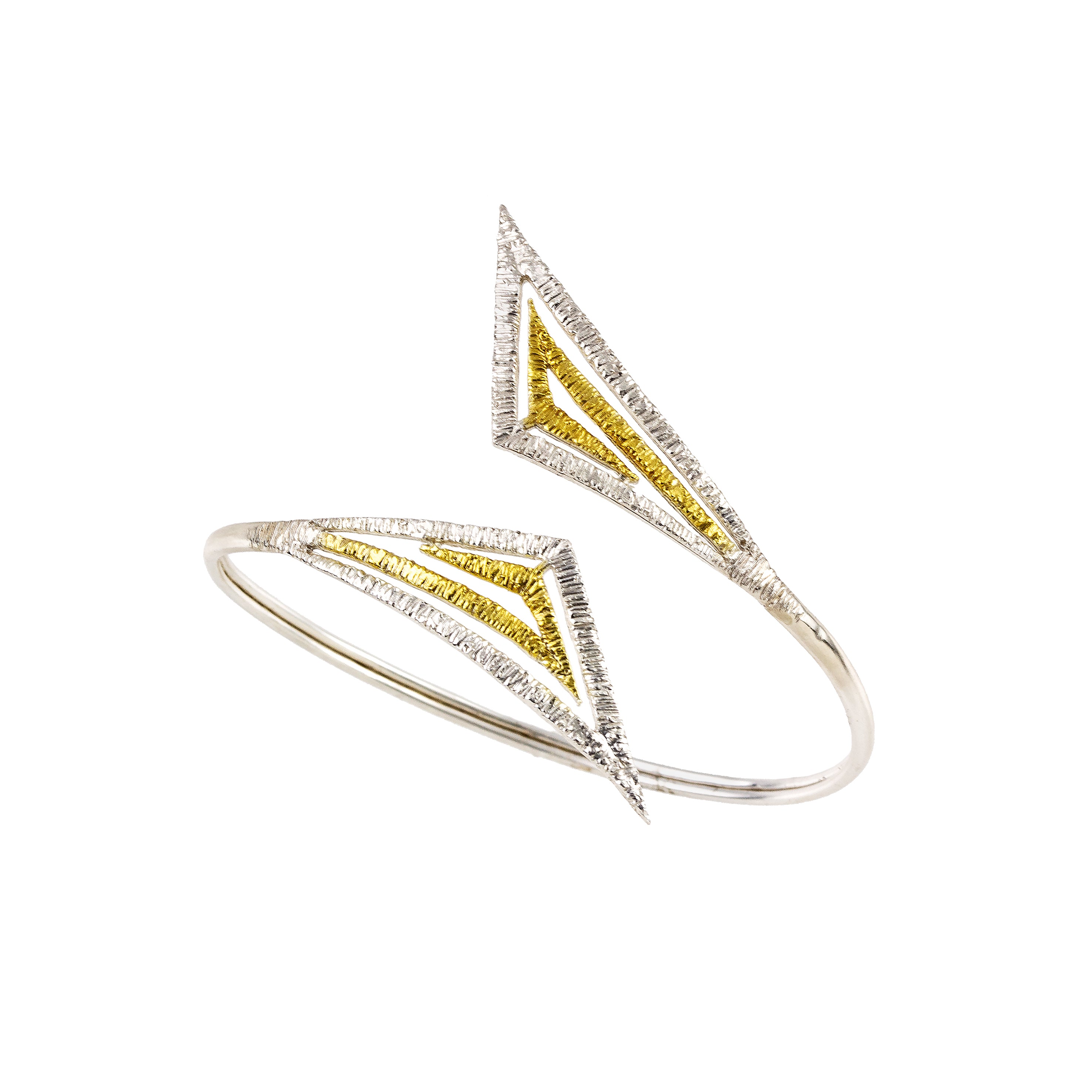OPEN BRACELET STERLING SILVER 925° WITH GOLD-PLATED DETAILS