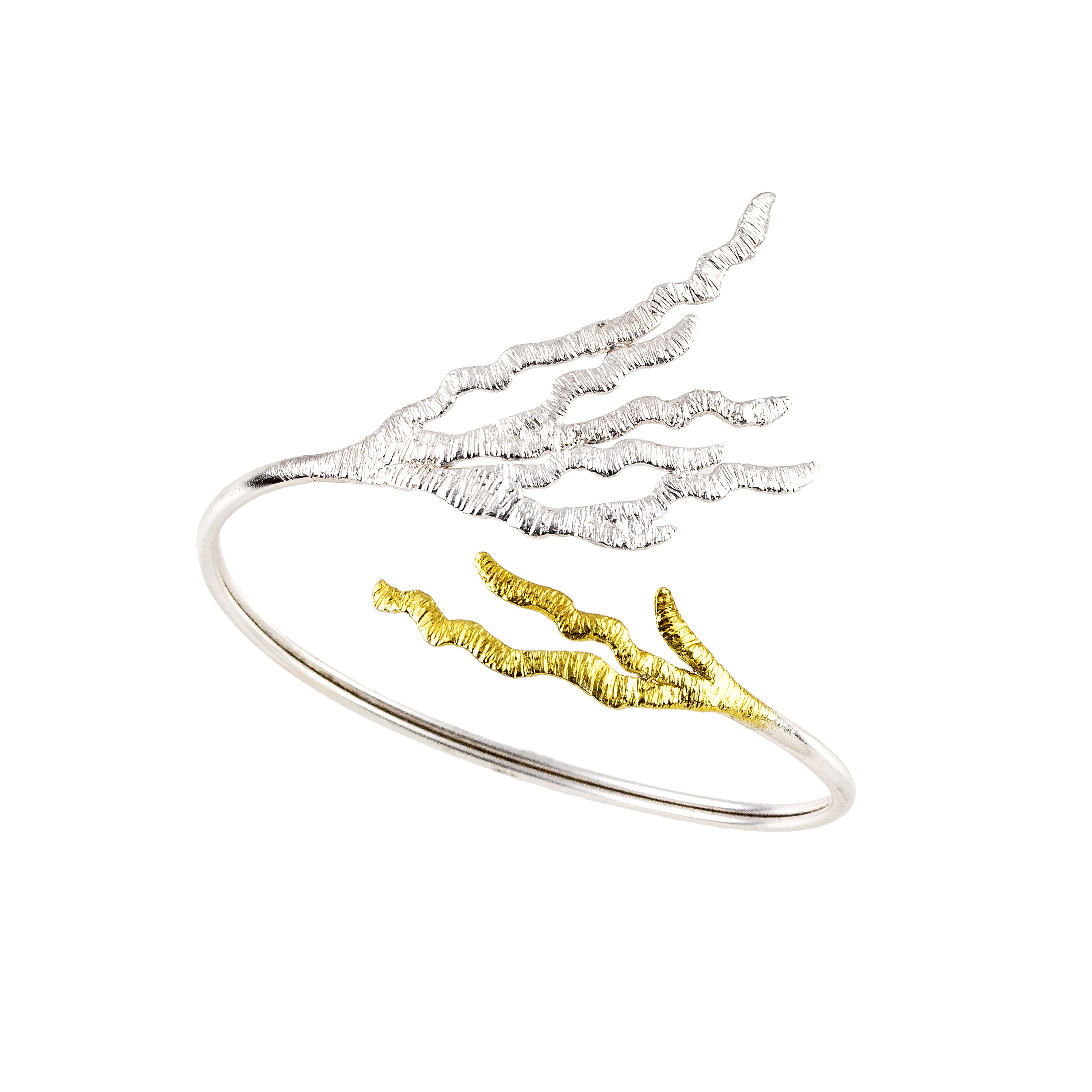 OPEN BRACELET STERLING SILVER 925° WITH GOLD-PLATED DETAILS