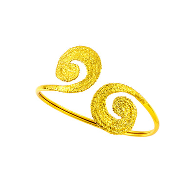 OPEN BRACELET SILVER 925° GOLD PLATED ARCHAIC SPIRAL DESIGN