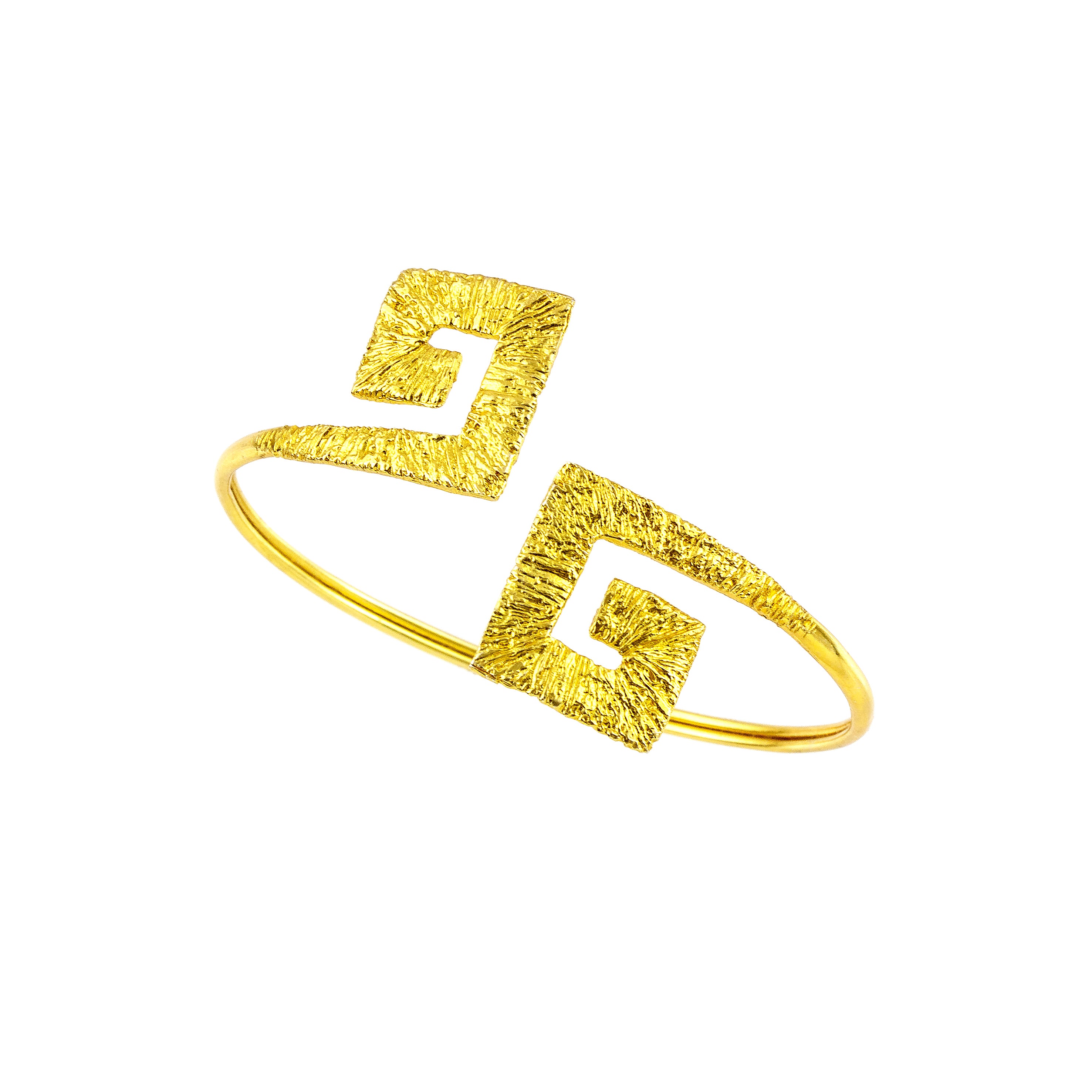 OPEN BRACELET SILVER 925° GOLD PLATED GRECA DESIGN