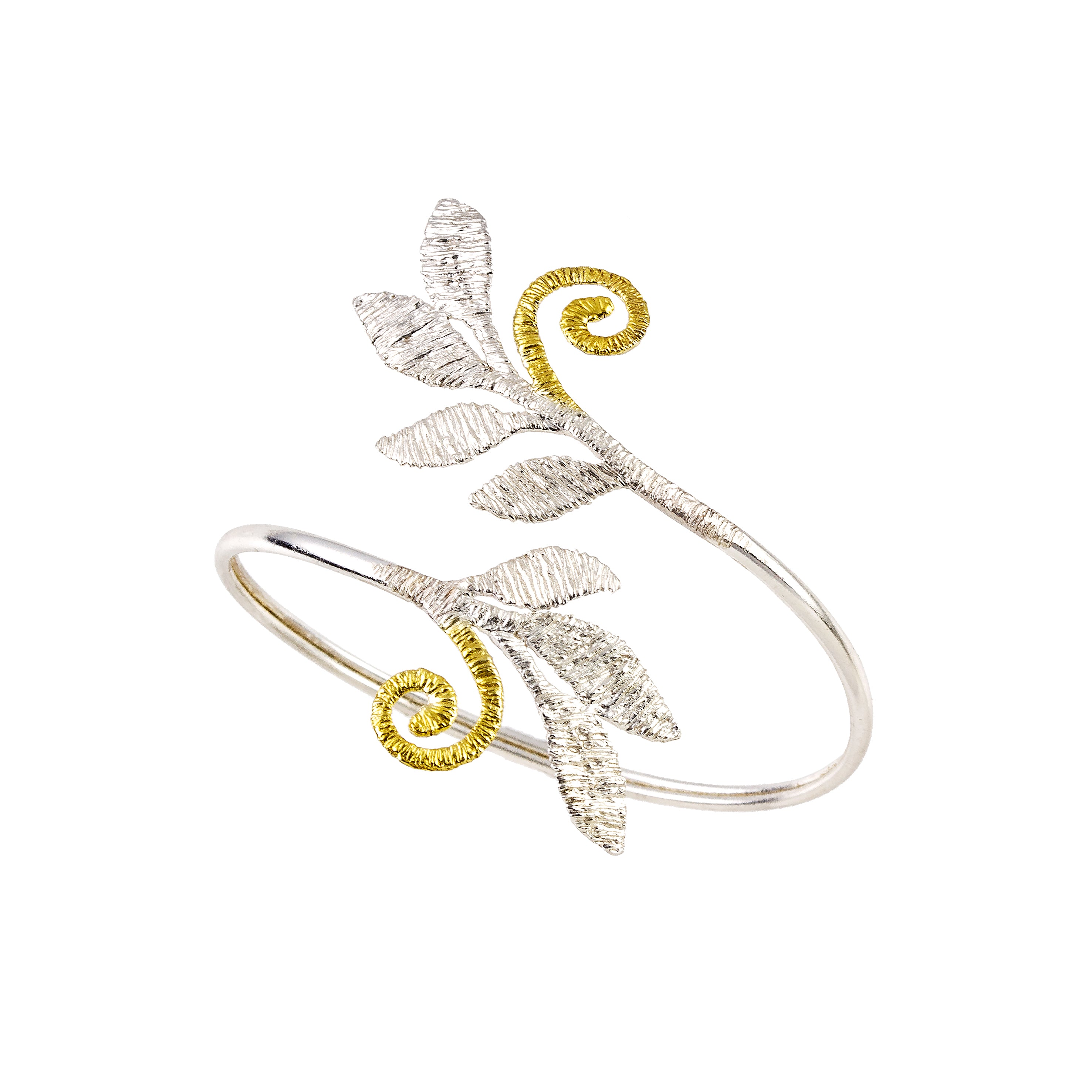 OPEN BRACELET STERLING SILVER 925° WITH GOLD-PLATED DETAILS