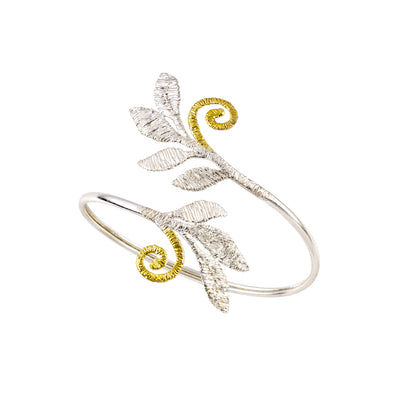 OPEN BRACELET STERLING SILVER 925° WITH GOLD-PLATED DETAILS