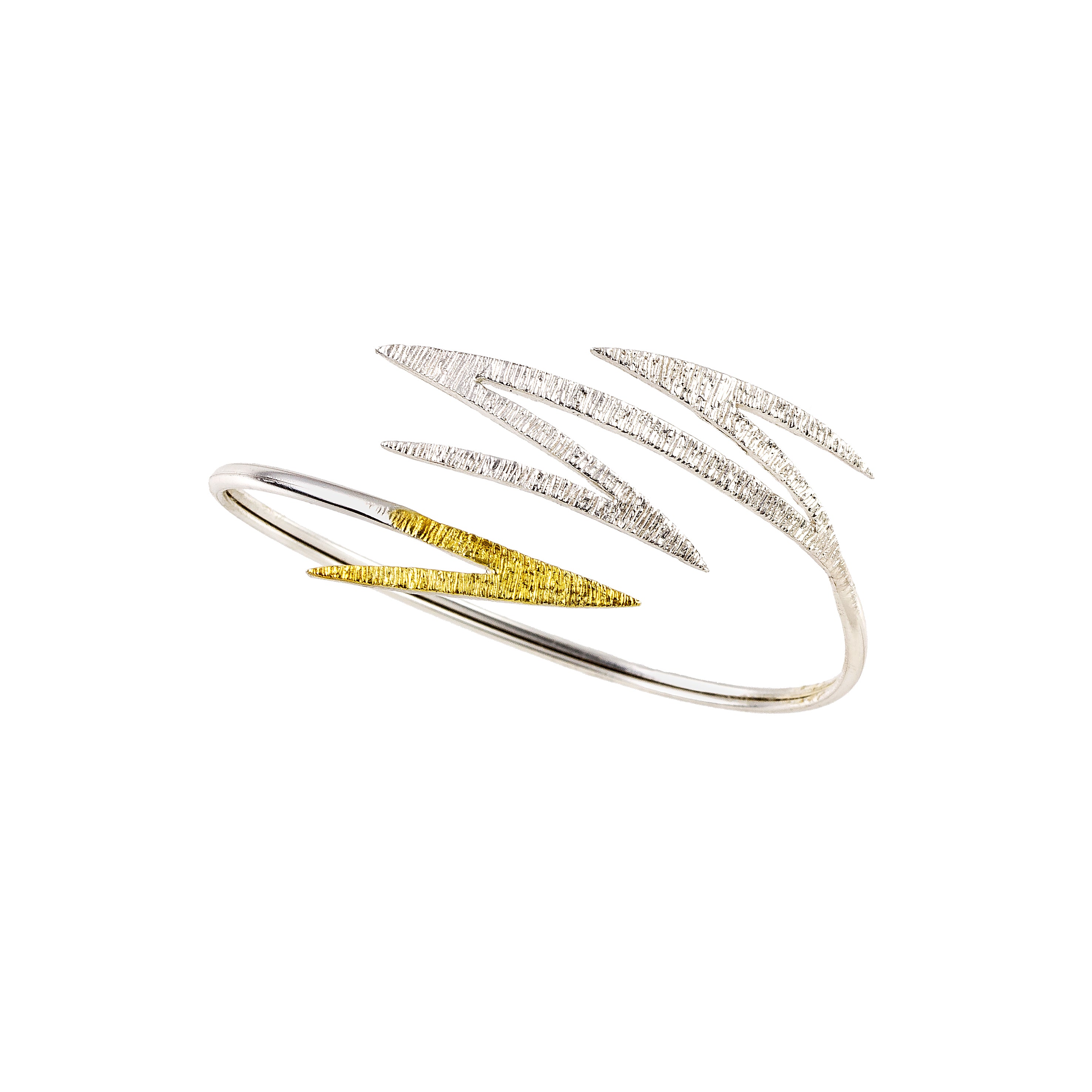OPEN BRACELET STERLING SILVER 925° WITH GOLD-PLATED DETAILS