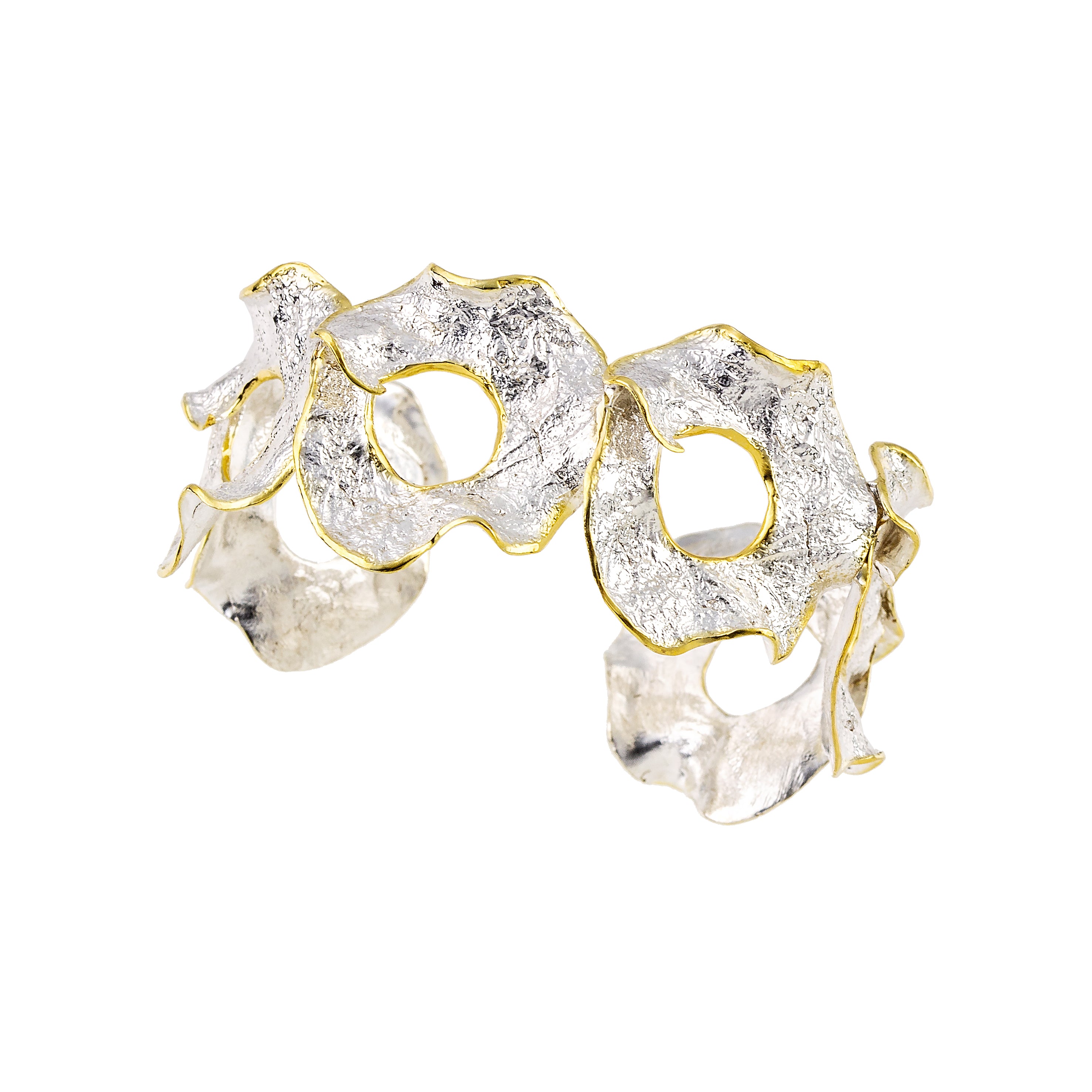 925° SILVER CUFF BRACELET WITH GOLD-PLATED DETAILS