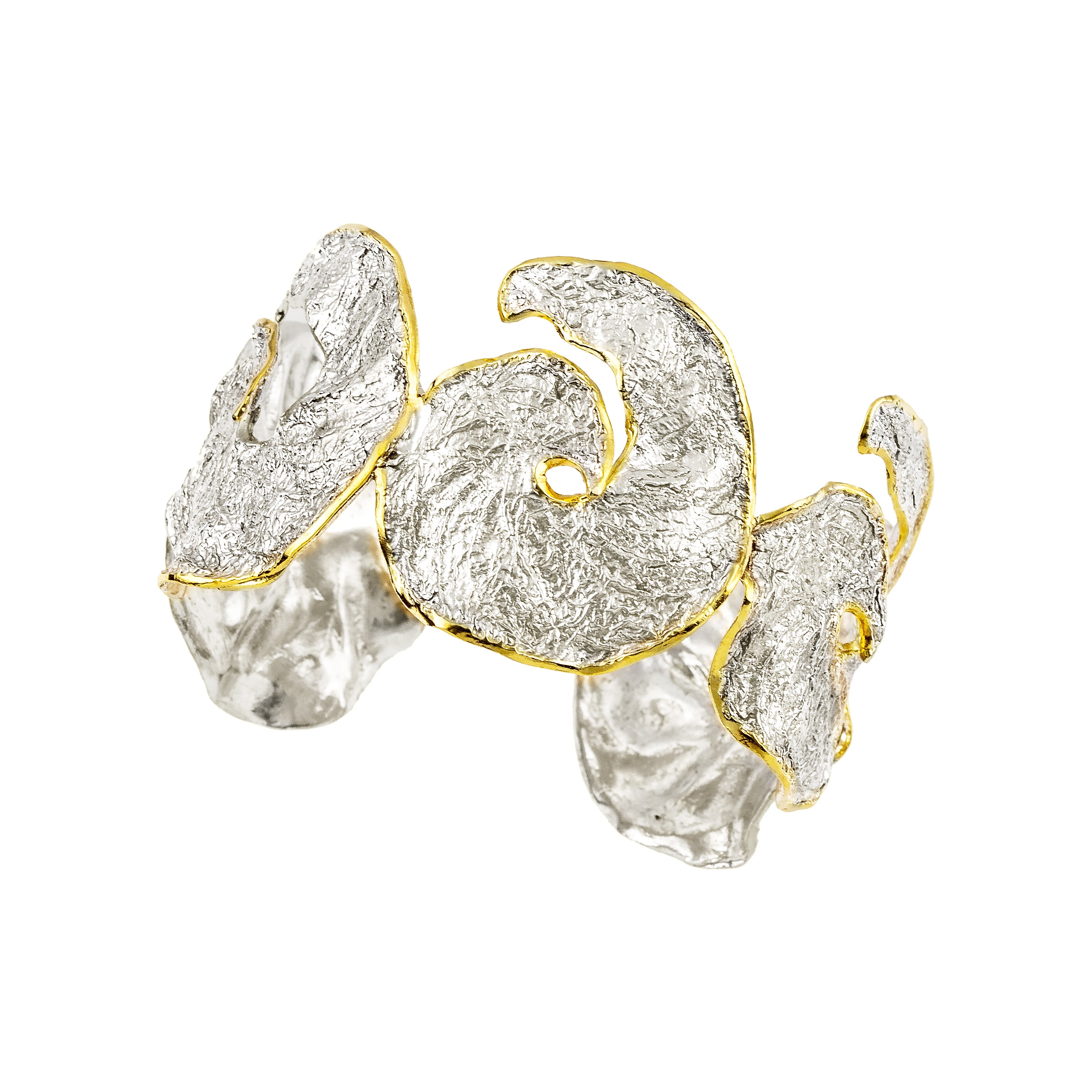 925° SILVER CUFF BRACELET WITH GOLD-PLATED DETAILS