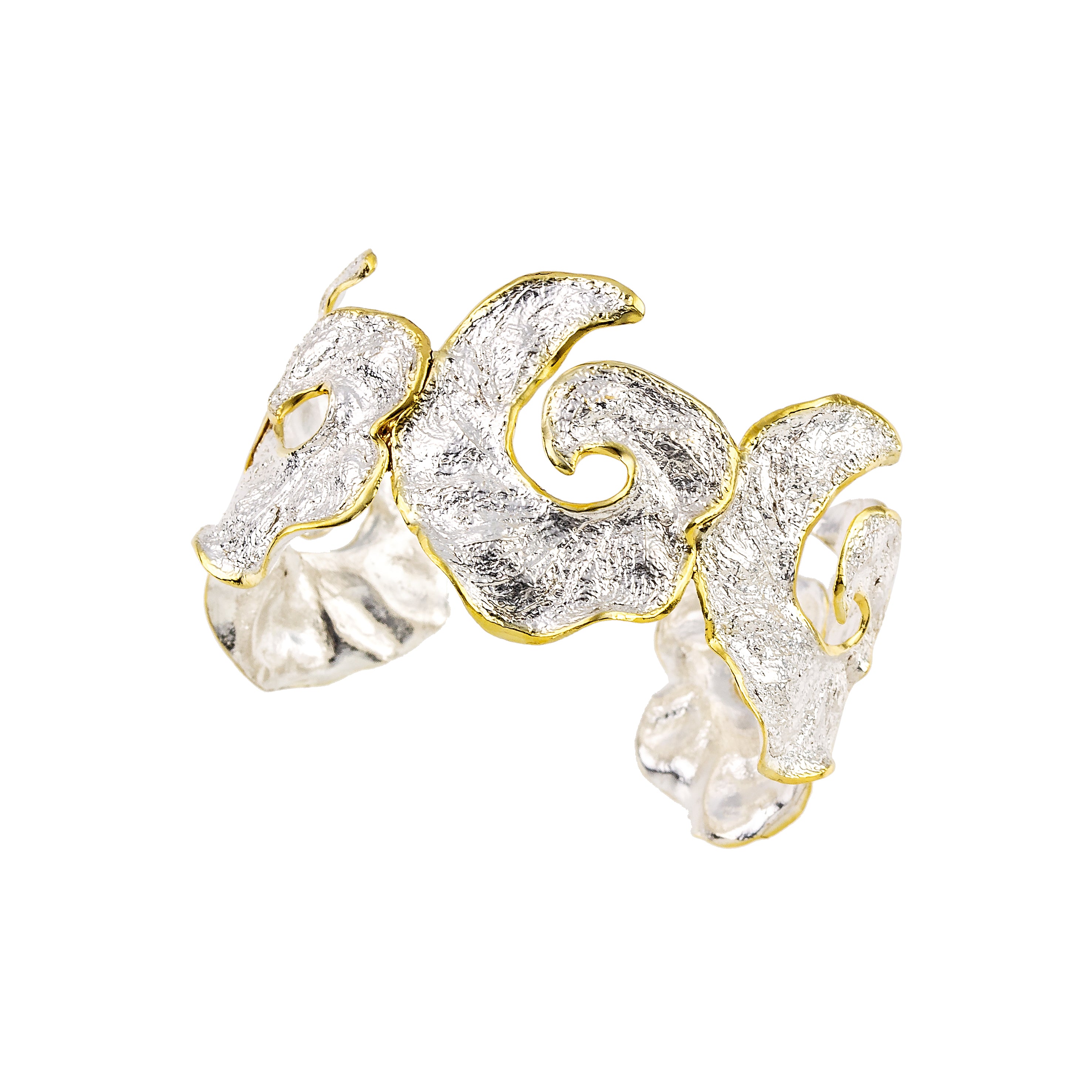 925° SILVER CUFF BRACELET WITH GOLD-PLATED DETAILS