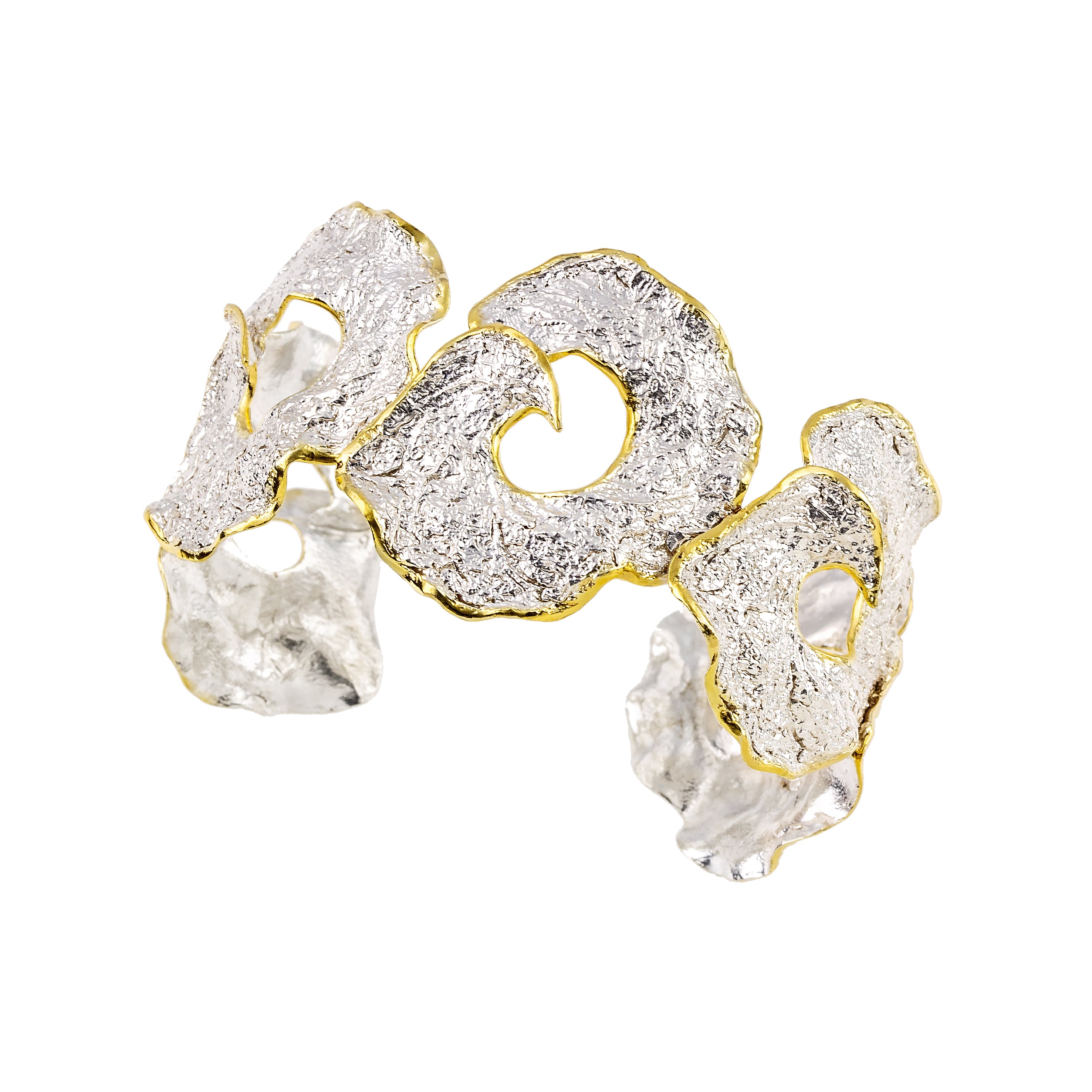 925° SILVER CUFF BRACELET WITH GOLD-PLATED DETAILS
