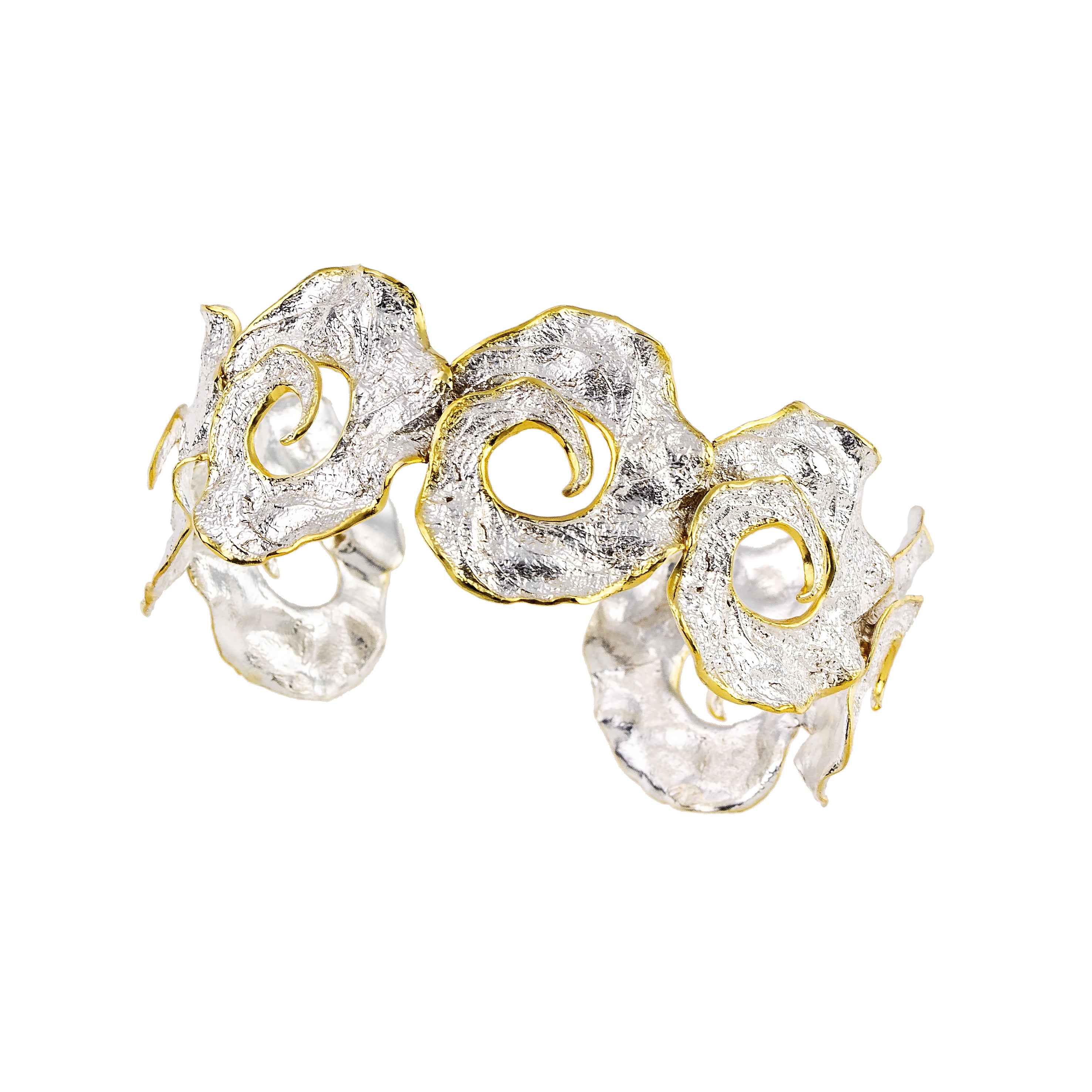 925° SILVER CUFF BRACELET WITH GOLD-PLATED DETAILS